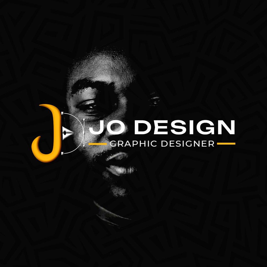 Portrait de JO, graphic designer, avec le logo JO Design